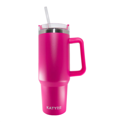 40 oz Tumbler w/Handle - Hot Pink