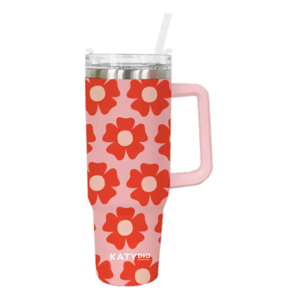 40 oz Tumbler w/Handle - Flower Power