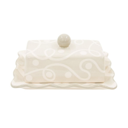 Taupe White Butter Dish