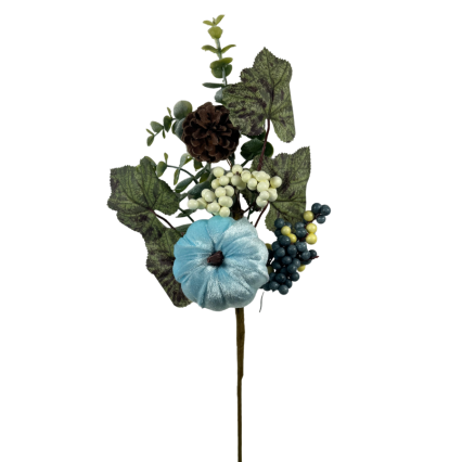 18.5" Velvet Pumpkin Spray- Blue