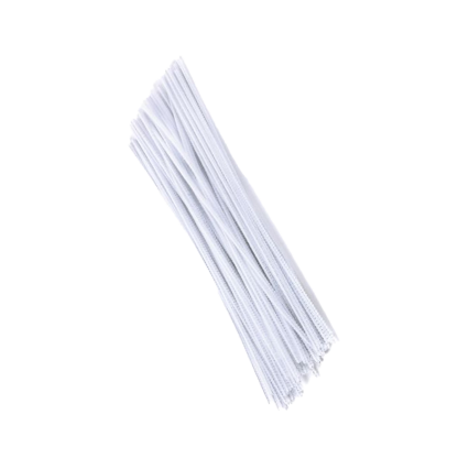 12" Chenille Stems - White