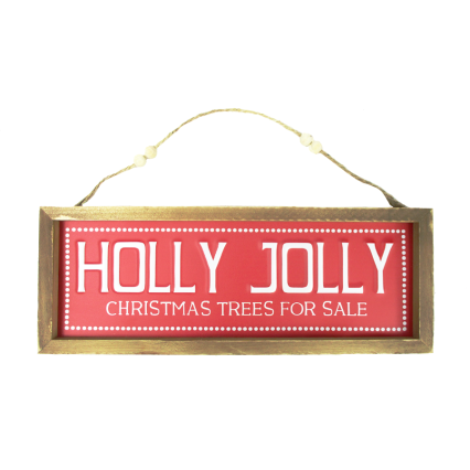 Wooden Framed Metal Sign- Holly Jolly