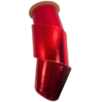 4" x 10yd Lurex Red Wired Ribbon