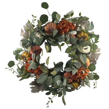 24" Pumpkins & Eucalyptus Wreath