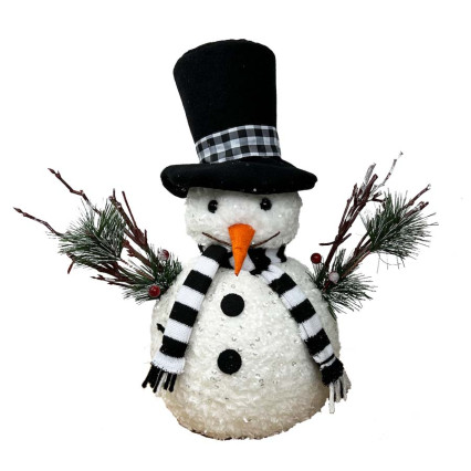13" Snowman Figurine w/ Black Top Hat