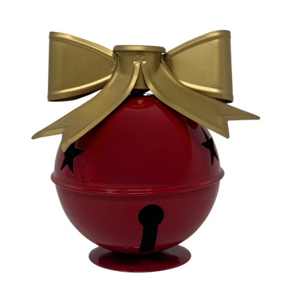 5" Jingle Bell Candle Holder- Red