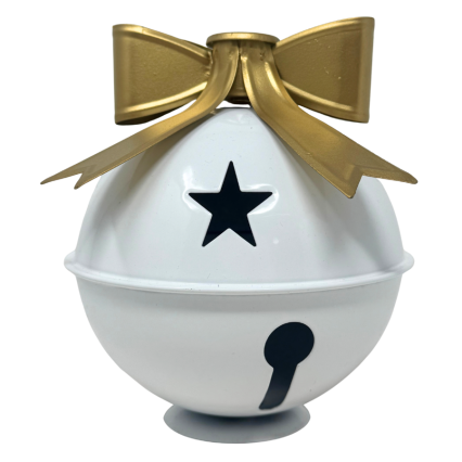 6.5" Jingle Bell Candle Holder- White