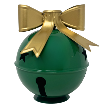 6.5" Jingle Bell Candle Holder- Green
