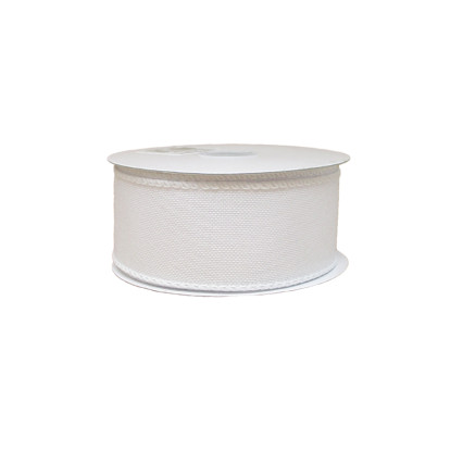 1.5"x10y White Wired Edge Canvas Ribbon