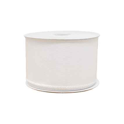 2.5"x10y White Wired Edge Canvas Ribbon