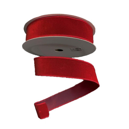 2.5" x 25yd Red Velvet w/ Red Wired Edge Ribbon