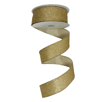1.5" x 10yd Gold Glitter Ribbon