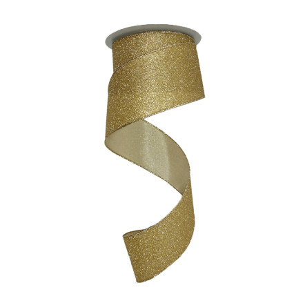 2.5" x 10yd Gold Glitter Ribbon