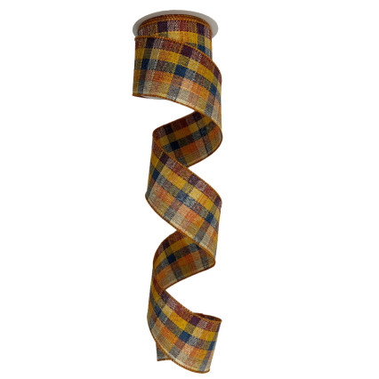 2.5" x 10yd Fall Plaid Ribbon - R/Y/B/O/N