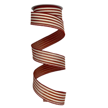 1.5" x 10yd Dark Orange & Ivory Horizontal Stripe Ribbon