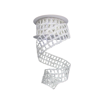 2.5" x 10yd Grand Jute Box Glitter Ribbon - Silver