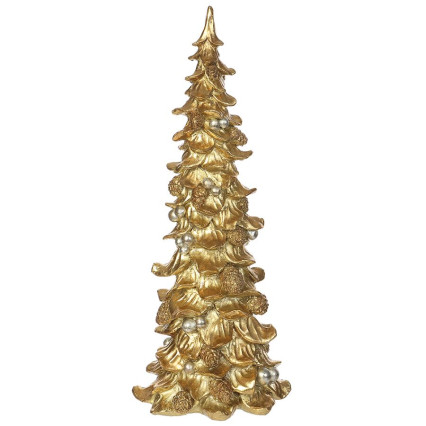 13.25" Tree With Ball & Pinecone - Gold