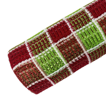 10"x10yd Fuzz Chez Mesh - Red, Green & White