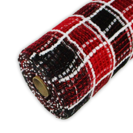 10"x10y Red and Black Snow Check Mesh