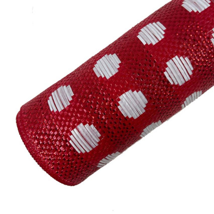 10"x10yd Polka Dot Woven Mesh - Red & White