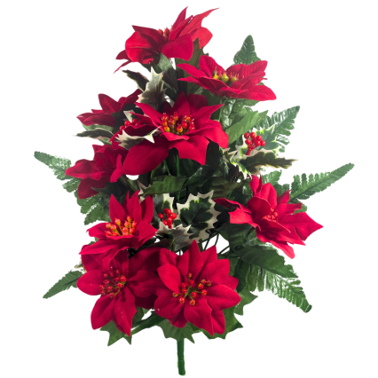 18" Red Poinsettia Bush