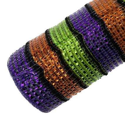 10"x10yd Metallic Stripe Mesh - Green, Orange, & Purple