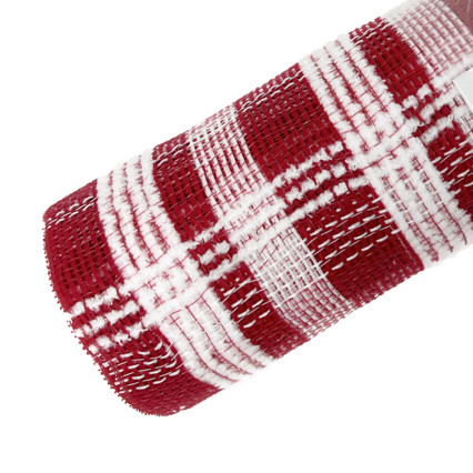 10"x10yd Fuzz Plaid Mesh - Red & White