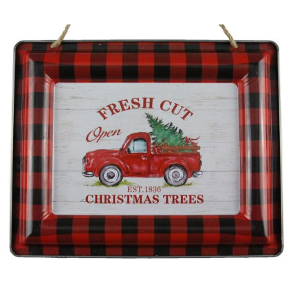 12" Metal Christmas Trees Truck Sign