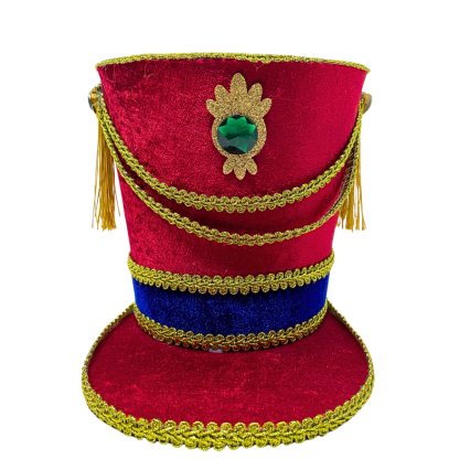 6" Red Velvet Nutcracker Drum Hat Decor