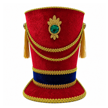 8" Red Velvet Nutcracker Drum Hat Decor