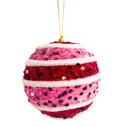 5" Pink & Red Sequin Ornament