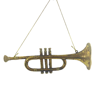 10" Brass Trumpet w/ Glitter Ornament