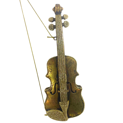 10" Brass Violin w/ Glitter Ornament