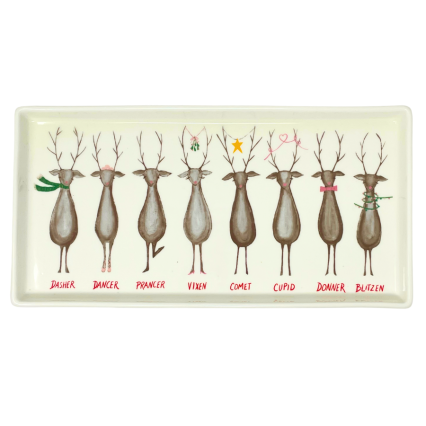 Santa's Reindeer Stoneware Platter