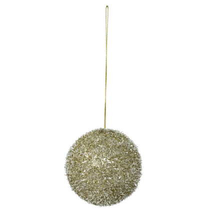 4" Cream & Gold Tinsel Ornament