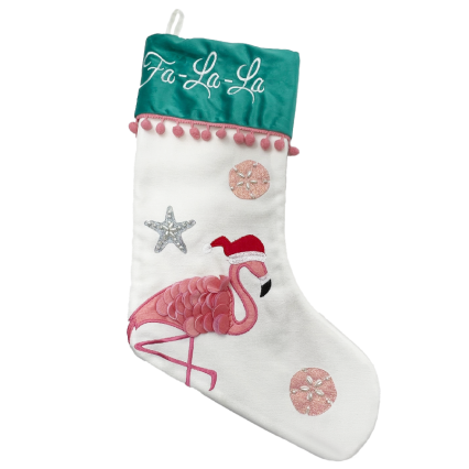 FaLaLa Flamingo Stocking on White