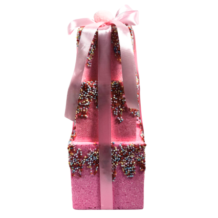 12" Beaded Stack Cake Ornament-Pink