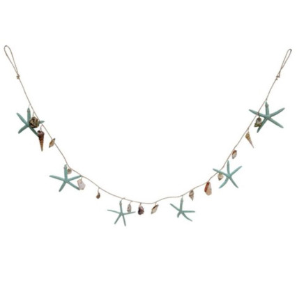 5'L Starfish Garland w/White Glitter - Mint