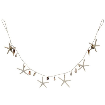 5'L Starfish Garland w White Glitter - Natural