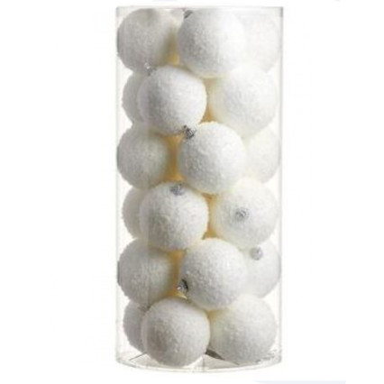 3" Snowed Ball Ornament - Set of 24