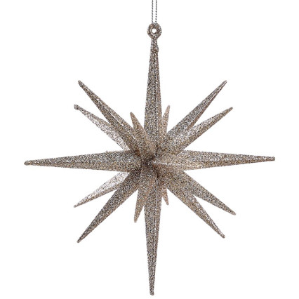 6" Glittered Star Ornament - Gold