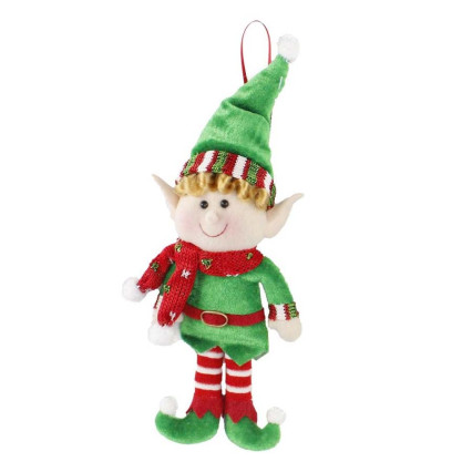 11" Fabric Felt Elf Ornament - Green Hat