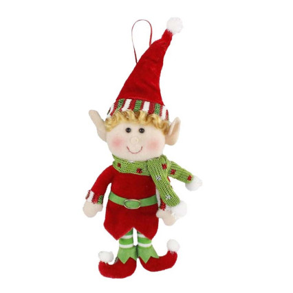 11" Fabric Felt Elf Ornament - Red Hat