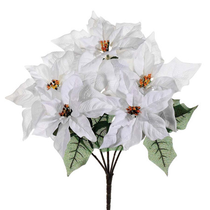 19" Poinsettia Bush - White