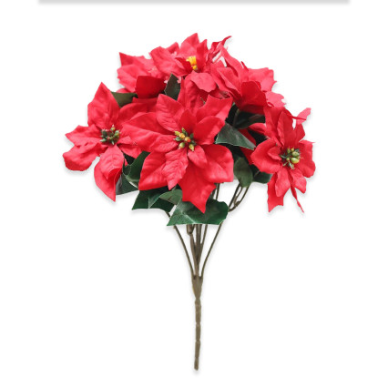 15" Water Resistant Poinsettia Bush-Red
