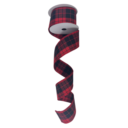 2.5" x10yd Red & Black Buffalo Plaid Ribbon