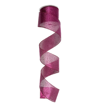 2.5"x10yd Metallic/Sparkle Sheer Ribbon - Pink