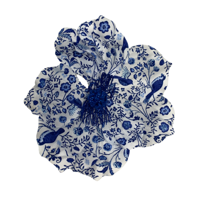 8" Blue and White Magnolia Chinoiserie Ornament