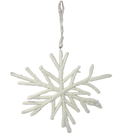 15" Flocked Snowflake Twig Ornament