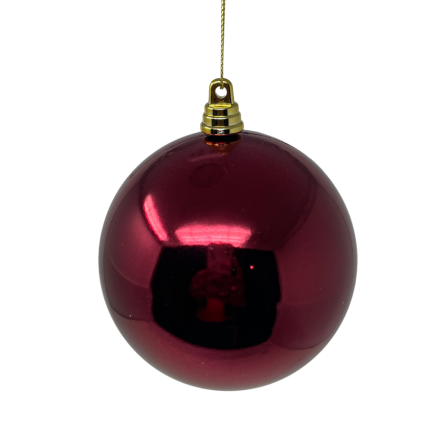 4" Shiny Ball Ornament - Burgundy